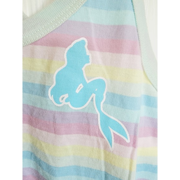 Disney Tank Top L Mint Green Striped Ariel Little Mermaid Stretch Racerback NWT - Picture 3 of 8